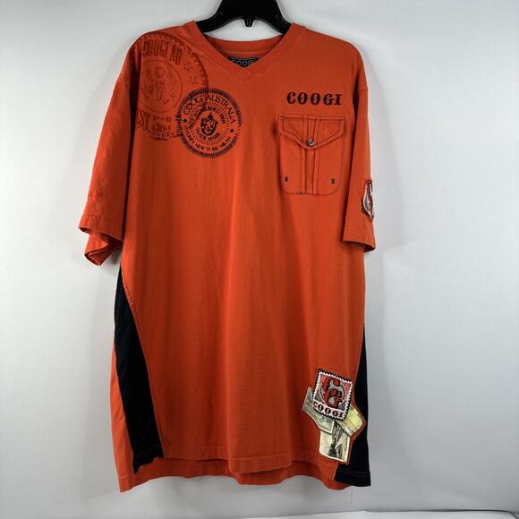 Coogi Shirt Mens XXL Embroidered With Pocket Vintage Stitch Patch Short Sleeve - Picture 1 of 10
